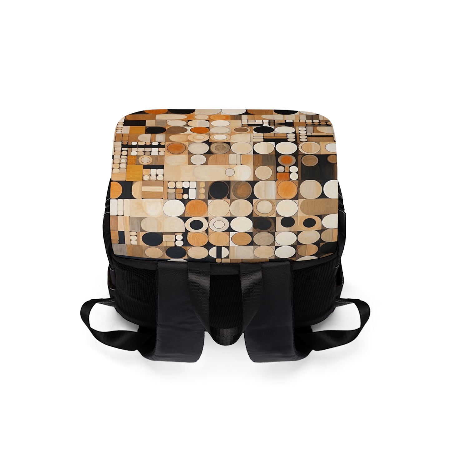 Geometric Simplicity: Unisex Casual Shoulder Backpack with Earthy Tones