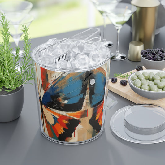 Abstract Butterfly Paradise: Ice Bucket with Tongs for Nature and Art Lovers