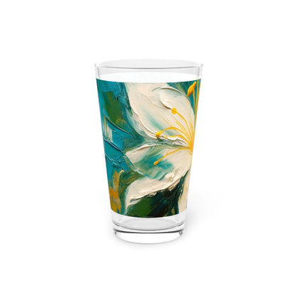 Floral Symphony: Pint Glass featuring an Abstract Oil Painting of Jasmine