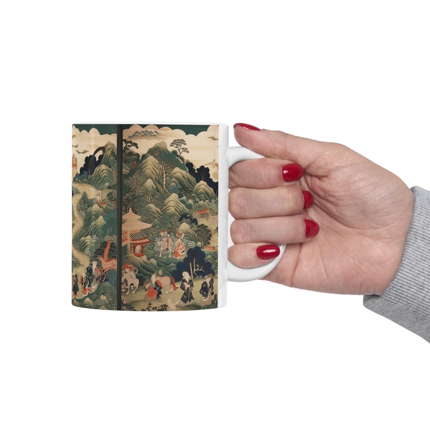 Ceramic Mug: Japanese Tapestry Delight - Experience the Essence of Traditional Japanese Art in Your Hands