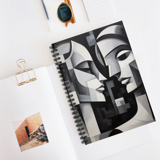 Abstract Backgrounds  Spiral Notebook: Cubist Inspirations in Striking Contrasts