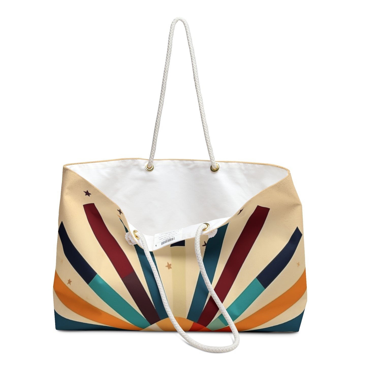 Midcentury Modern Sophistication: Stylish Starburst Candy Colored Weekender Bag for Women