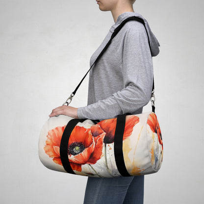 Whimsical Poppy Flower Watercolor Duffel Bag: An Artistic Delight