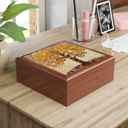 Captivating Artistry: The Tree of Life Jewelry Box, Inspired by Gustav Klimt's Timeless Masterpiece