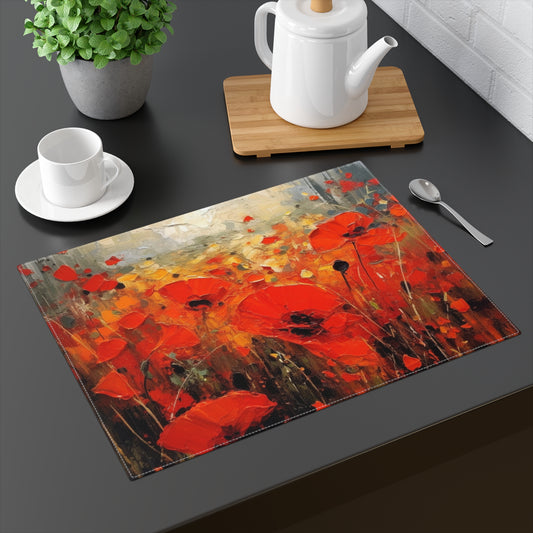 Whimsical Poppy Art on Placemat