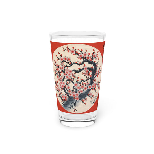 Enchanting Petal Symphony: Pint Glass Celebrating Cherry Blossom Tree Drawings