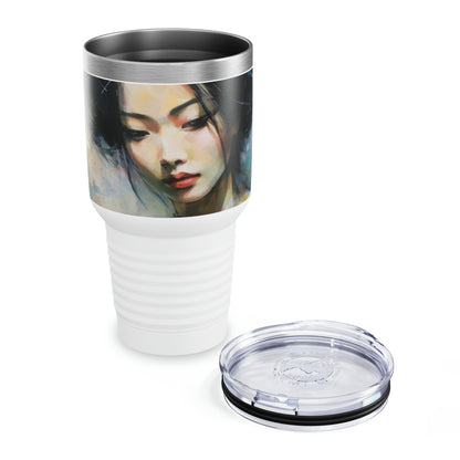 Sip in Style: Ringneck Tumbler with Geisha Art, Embrace the Japanese Artistic Flair in Every Refreshing Drink