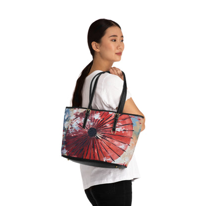 Abstract Japanese Umbrella Painting PU Leather Shoulder Bag