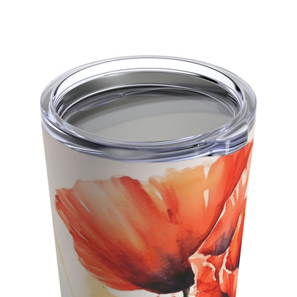 Whimsical Poppy Flower Watercolor Tumbler: An Artistic Delight for Your Sips