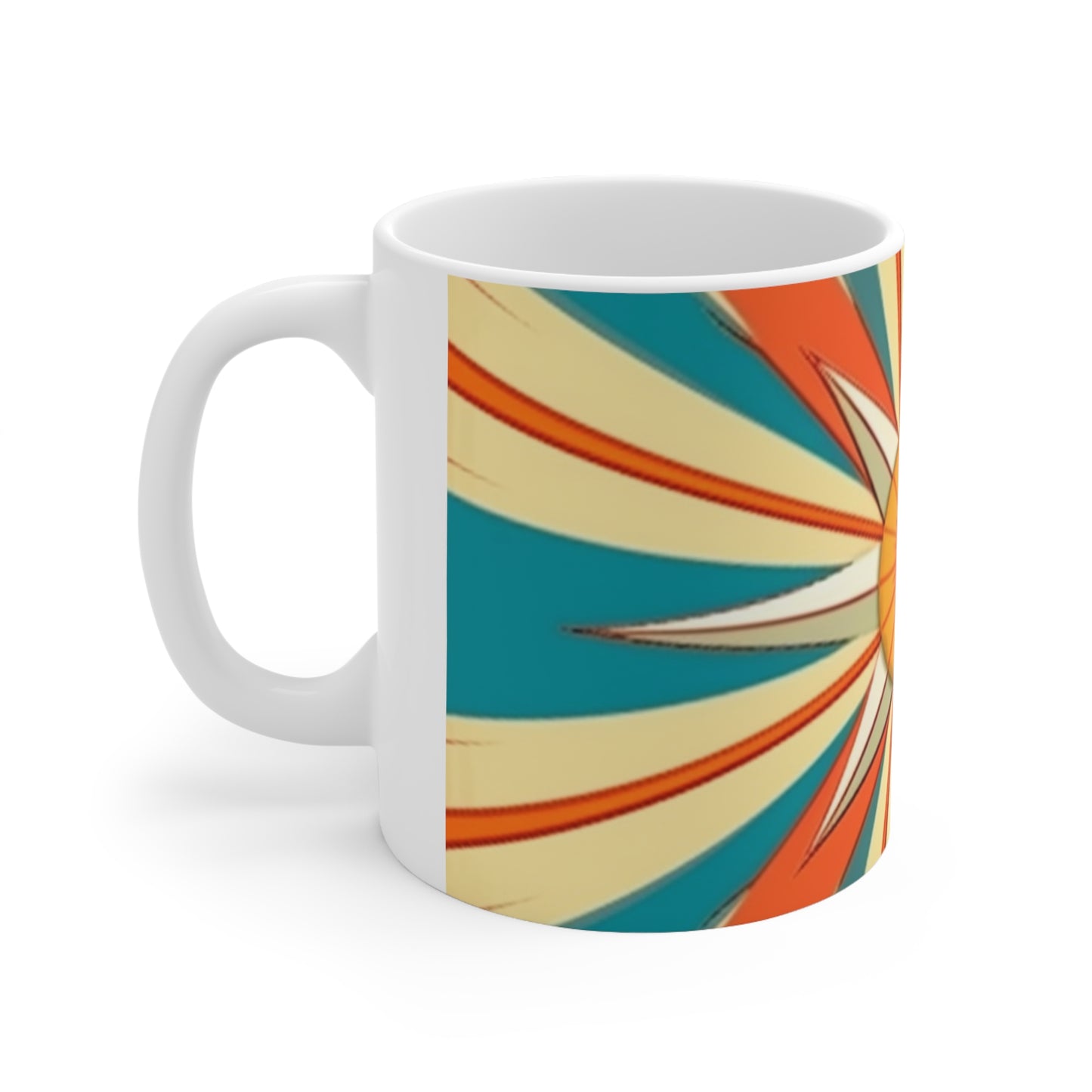 Midcentury Delight: Modern Abstract Art Mug with Starburst Candy Colored Accents for the Perfect Coffee Experience