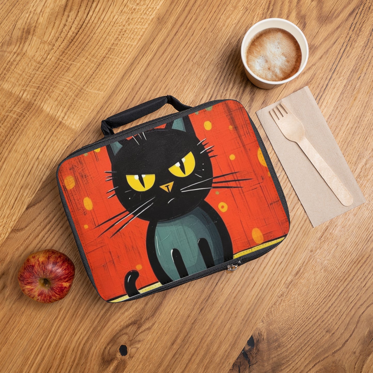 Fashionably Retro Feline: Midcentury Modern Lunch Bag with a Vintage Cat-Inspired Flair