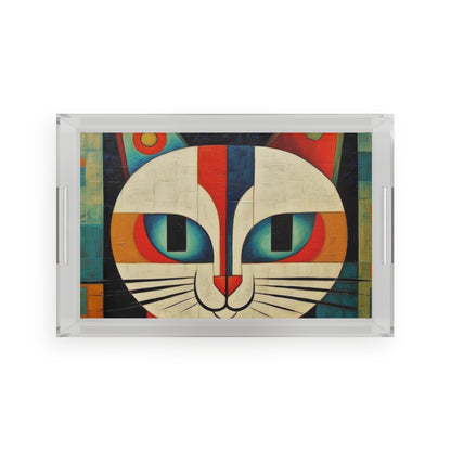 Artistic Vintage Vibes: Picasso-Inspired Midcentury Modern Acrylic Serving Tray for Retro Fashion