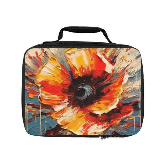 Poppy Symphony: Lunch Bag with Abstract Floral Artwork