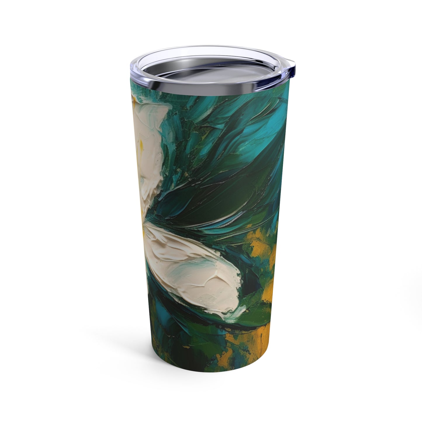 Floral Symphony: Tumbler featuring an Abstract Oil Painting of Jasmine