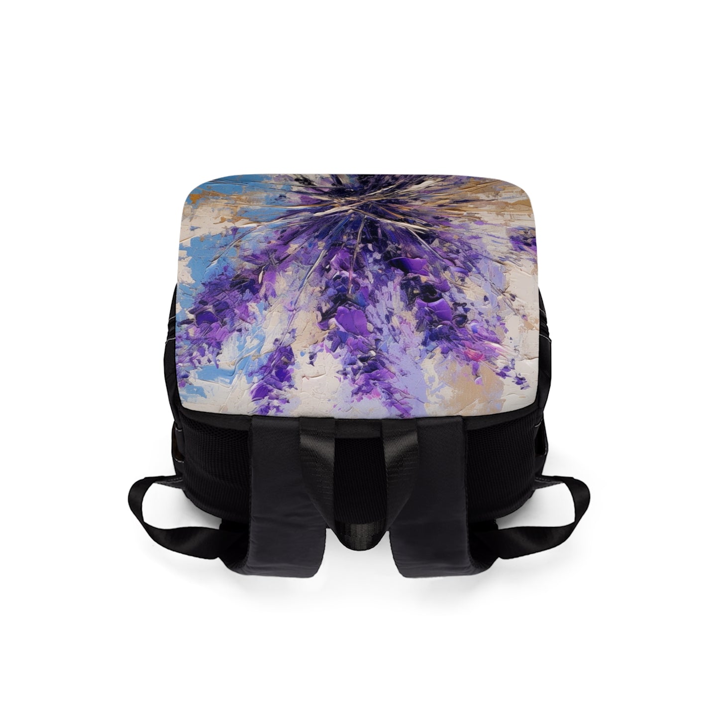 Vibrant Lavender Art on Unisex Casual Shoulder Backpack: A Floral Delight for Your Senses