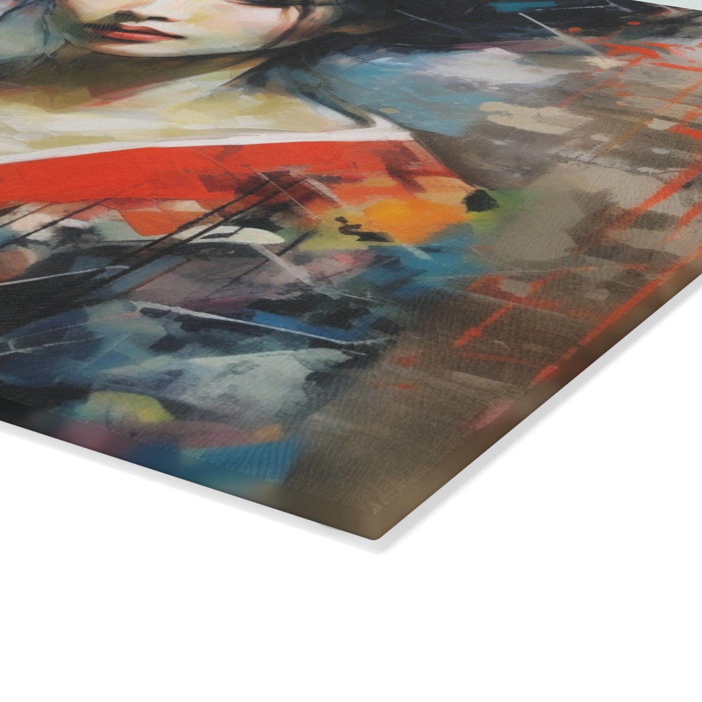 Glass Cutting Board with Geisha Art: Japanese Artistic Flair