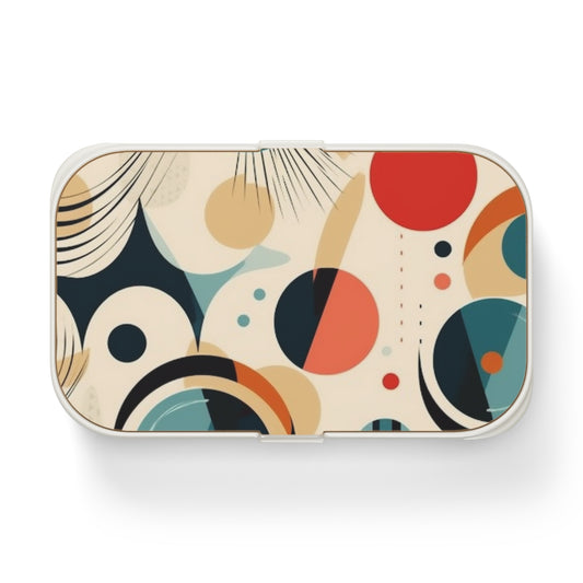 Abstract Elegance: Midcentury Modern Acrylic Bento Box with Modern Abstract Art and Vintage Fashion