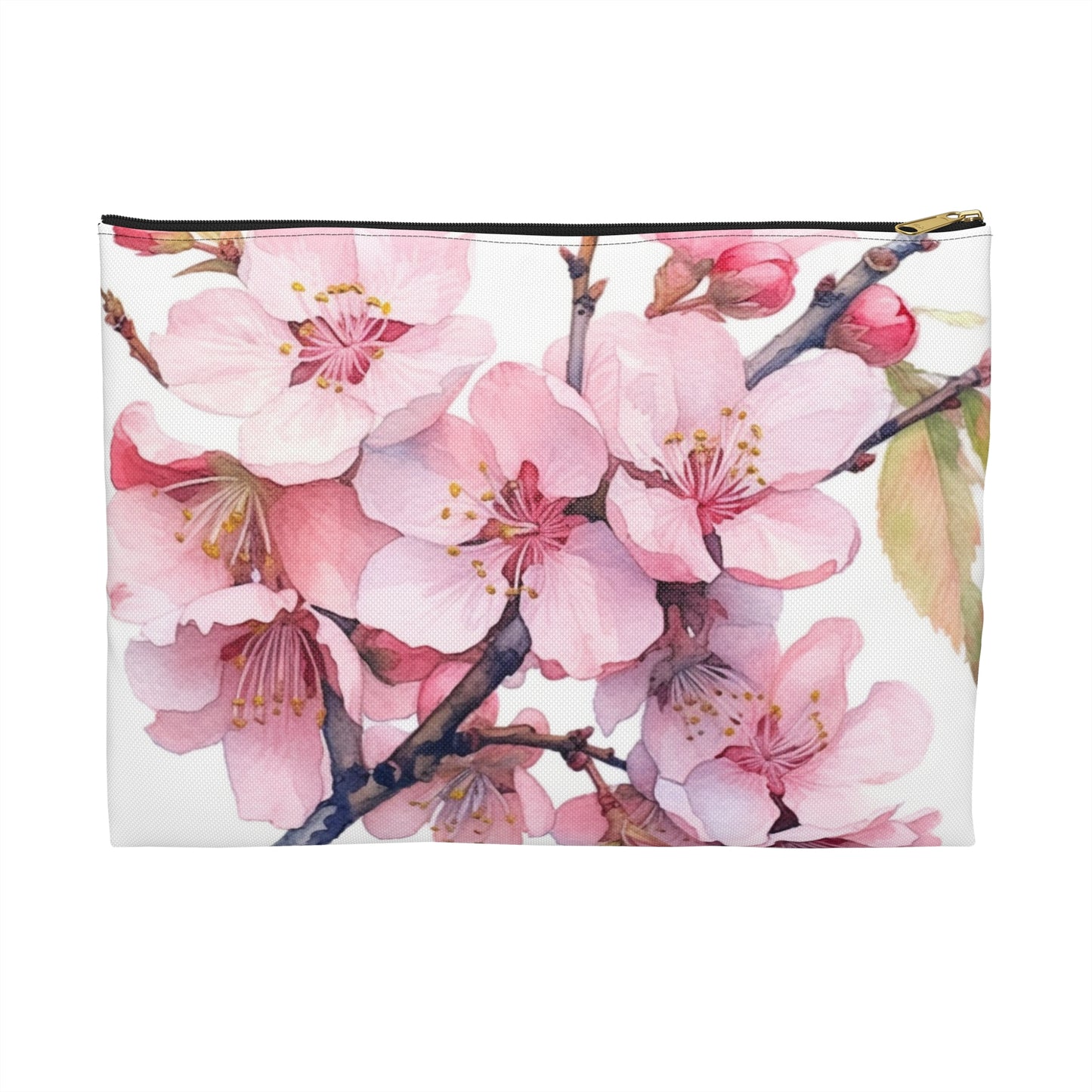 Whimsical Delight: Watercolor Cherry Blossom Tree Accessory Pouch