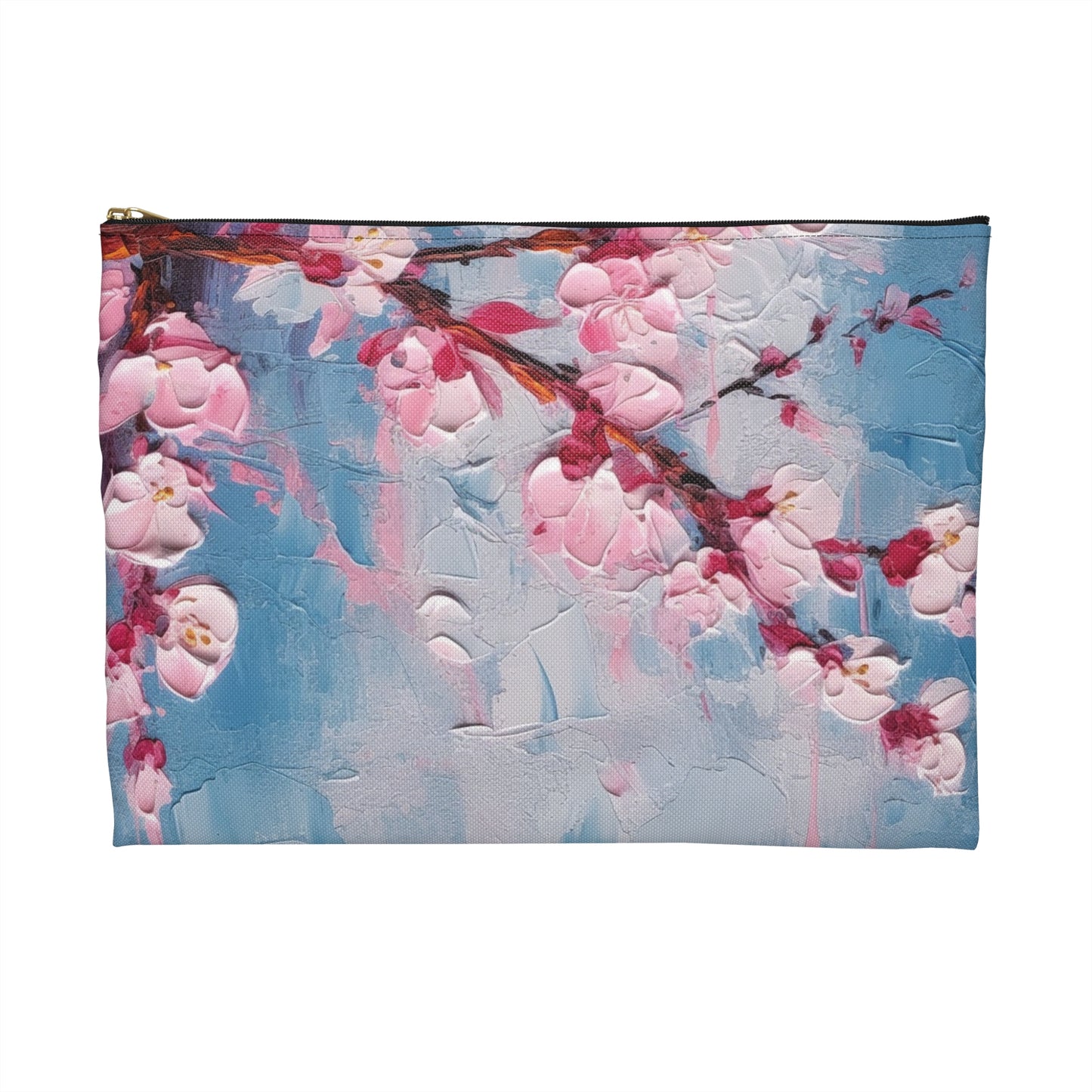 Accessory Pouch with Abstract Cherry Blossom Drawing: Embrace the Serenity