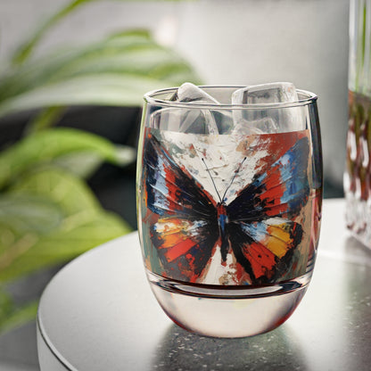 Whiskey Glass with Bauhaus-Inspired Butterfly Drawing: A Harmonious Blend of Art and Functionality