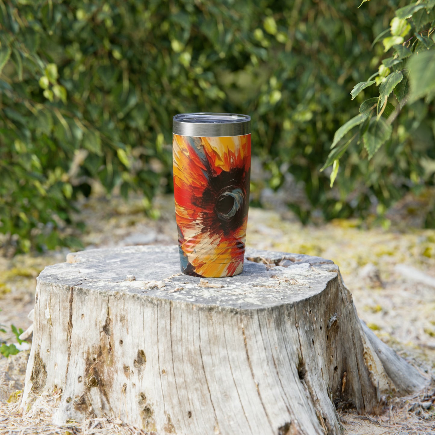 Poppy Symphony: Tumbler with Abstract Floral Artwork