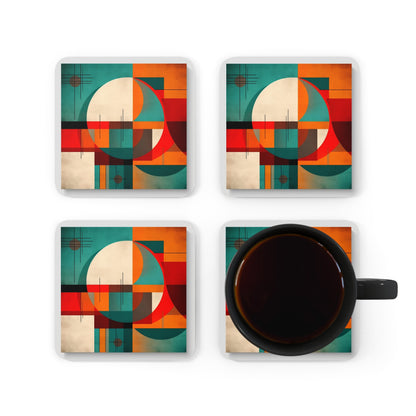 Modern Abstract Geometry: Corkwood Coaster Set for Artistic Expressions