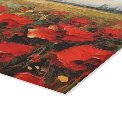 Abstract Poppy Fields: Glass Cutting Board