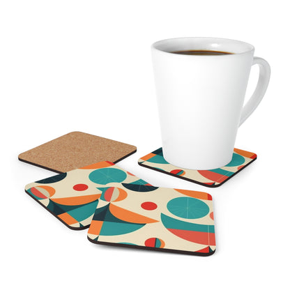 Retro Sophistication: 1960s Fashion-Inspired Midcentury Modern Corkwood Coaster Set