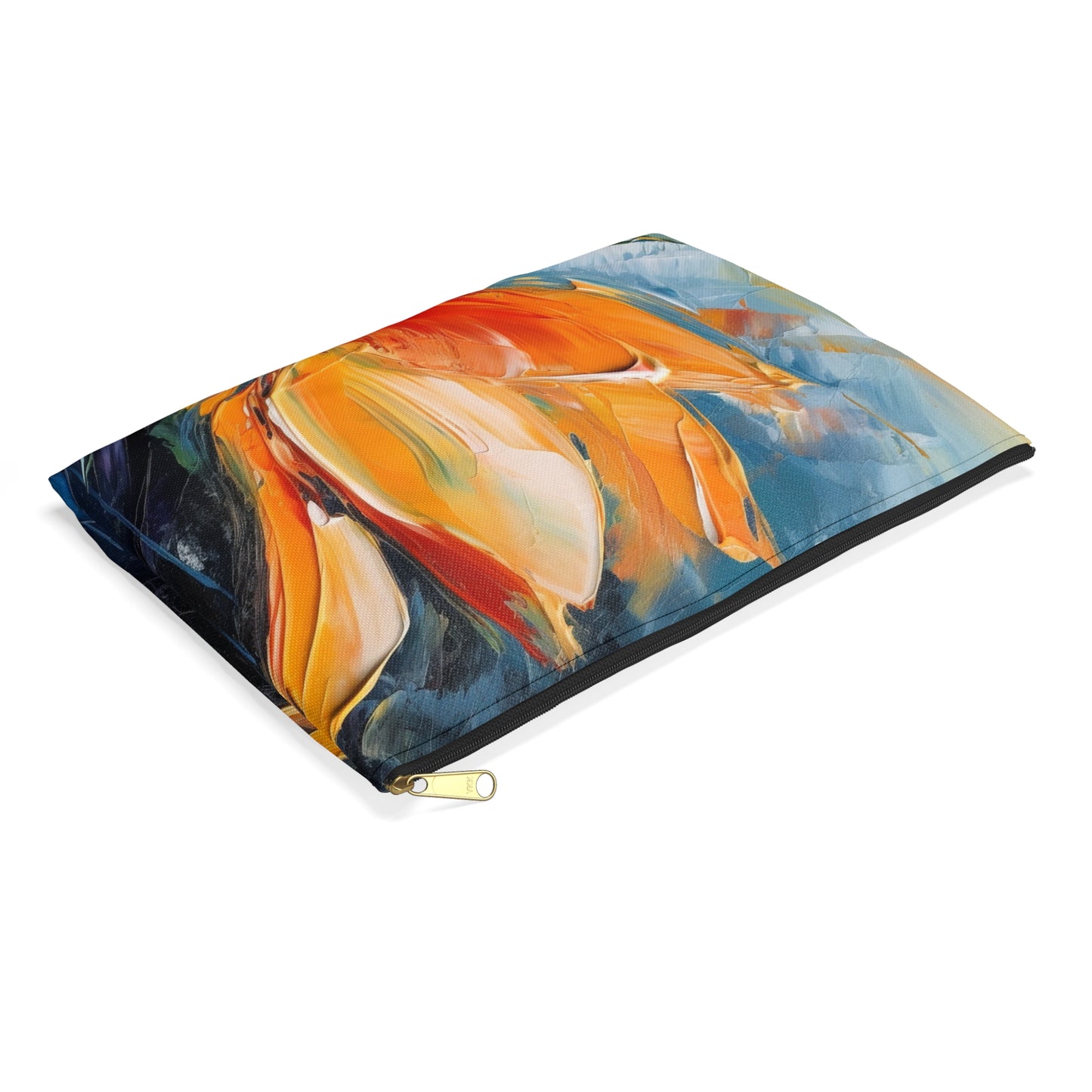 Orange Tulip Magic on Accessory Pouch: A Blossoming Artistic Delight