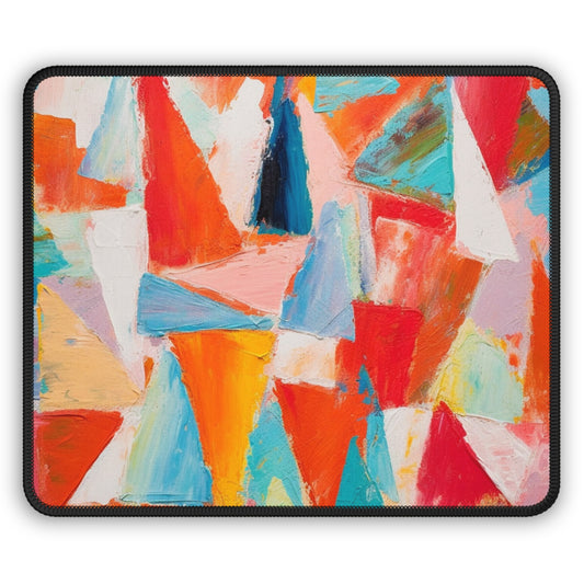 Energetic Brushwork: Pastel Triangle Gaming Mouse Pad with Clear Colors