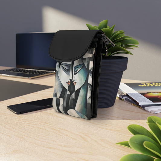 Small Cell Phone Wallet with Cubist Art: Artistic Finesse and Abstract Flair