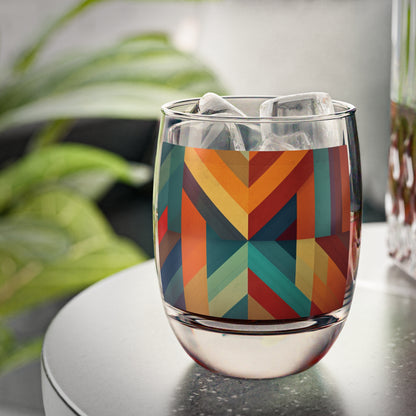 Abstract Geometric Expression: Midcentury Modern Whiskey Glass for Artistic Souls