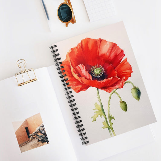 Vibrant Watercolor Poppy Spiral Notebook: Beauty of Nature