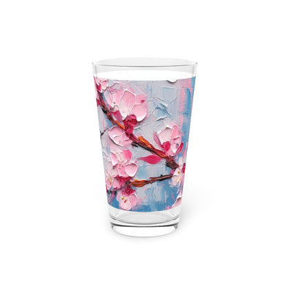 Pint Glass with Abstract Cherry Blossom Drawing: Embrace the Serenity