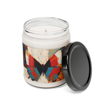 Bauhaus-Inspired Butterfly Symphony: Scented Soy Candle with Vibrant Colors and Intricate Details