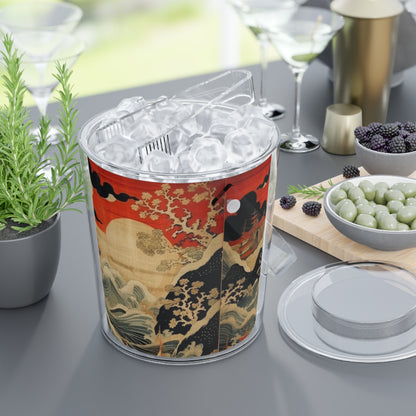 Artistic Fusion - Where Japanese Tapestry Meets the Perfect Ice Bucket with Tongs