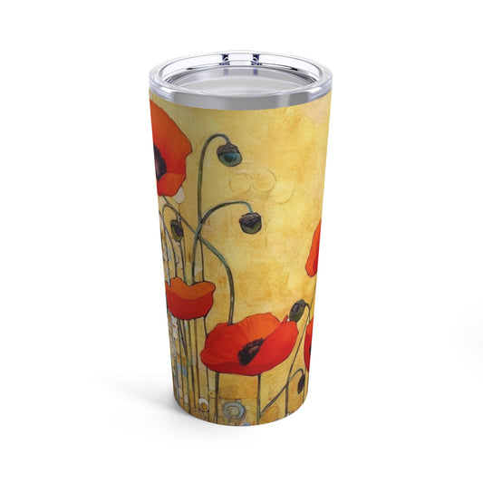 Elevate Your Sip: Tumbler Adorned with Gustav Klimt's Poppies