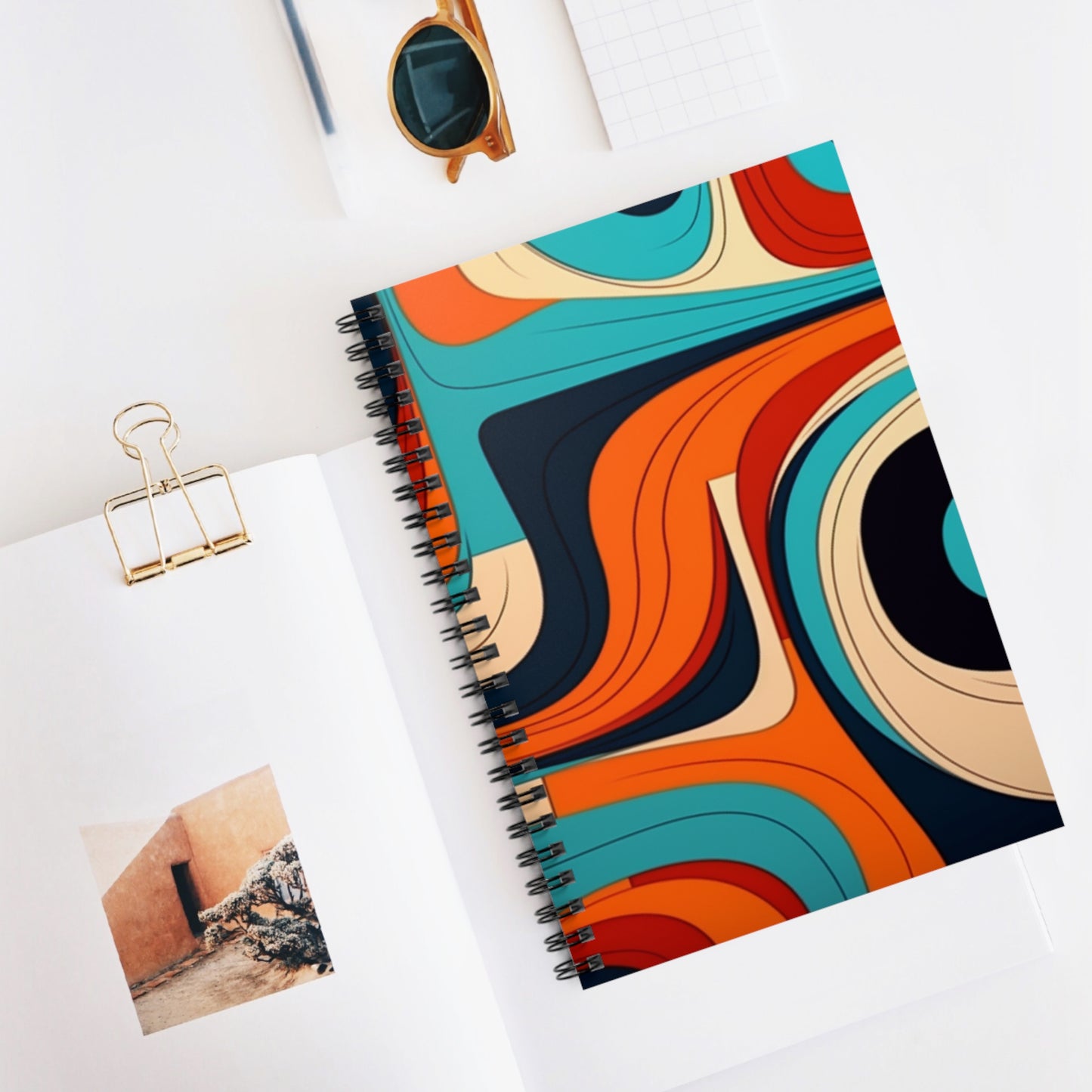 Midcentury Abstractions: Abstract-Inspired Spiral Notebook for Atomic Age Design