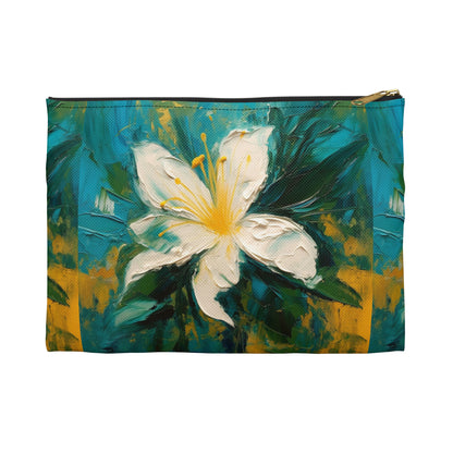 Floral Symphony: Accessory Pouch featuring an Abstract Oil Painting of Jasmine