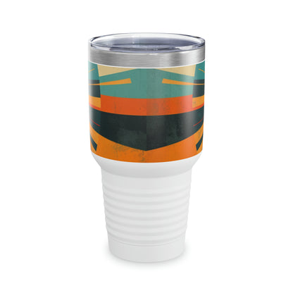 Sunshine Serenity: Ringneck Tumbler with Minimalist Midcentury Sun Design