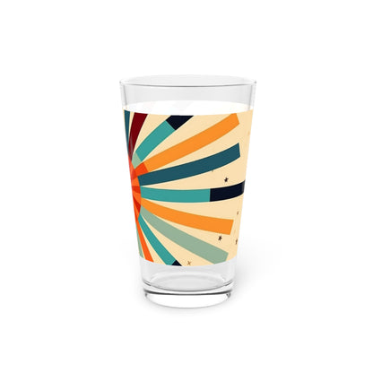 Sip in Style: Starburst Candy Colored Pint Glass with Midcentury Modern Charm