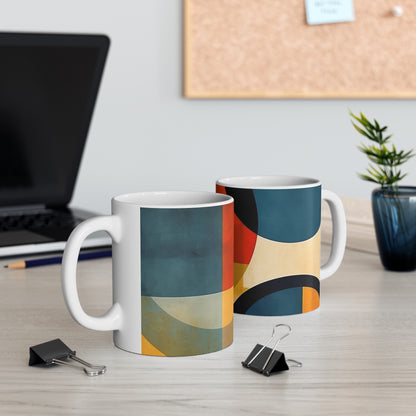 Sleek Geometric Style: Midcentury Modern Mug with Abstract Geometric Art