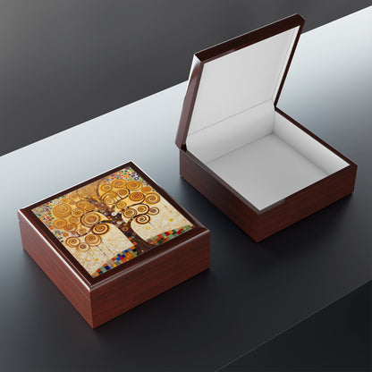 Captivating Artistry: The Tree of Life Jewelry Box, Inspired by Gustav Klimt's Timeless Masterpiece