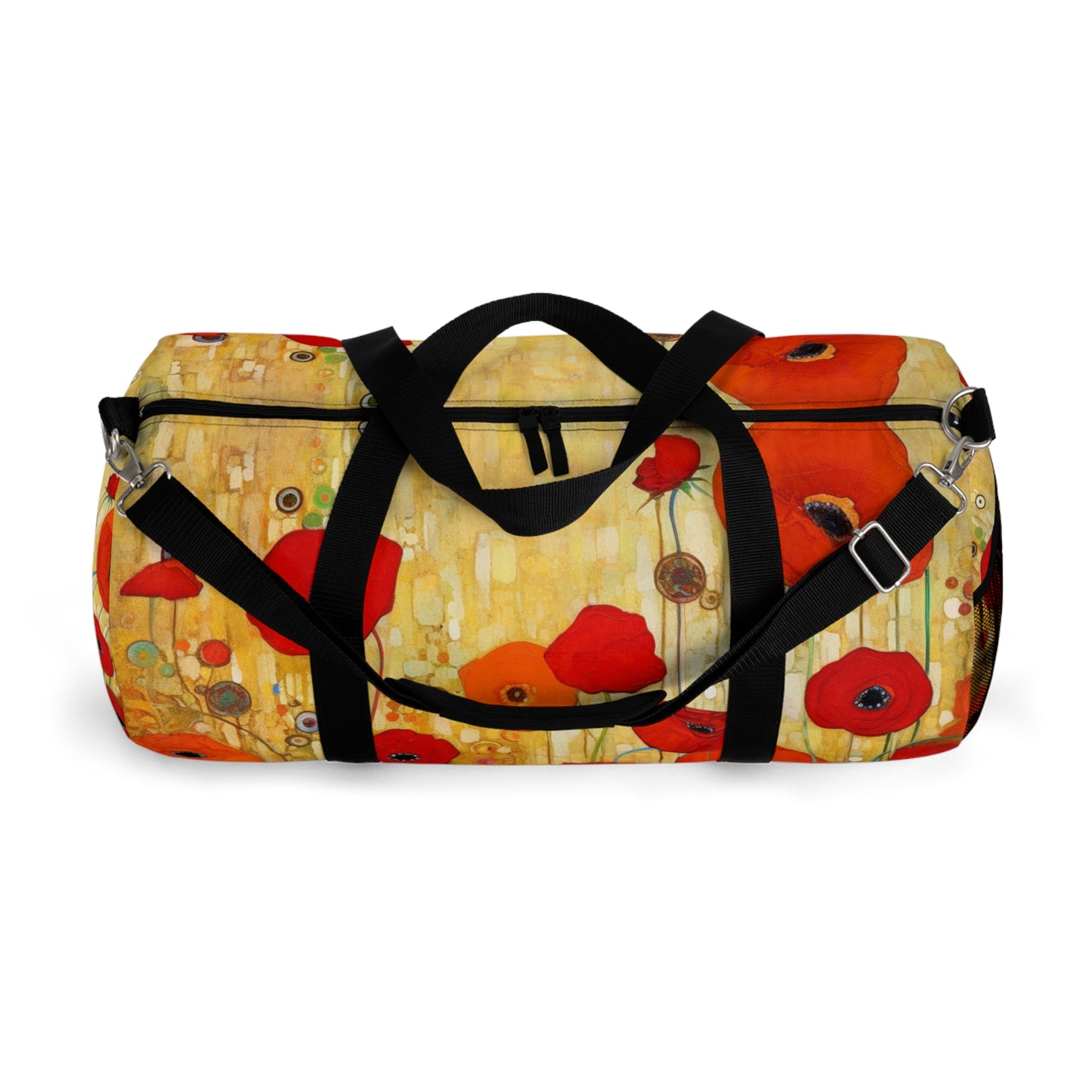 Floral Symphony: Duffel Bag showcasing Gustav Klimt's Poppies in Art Nouveau