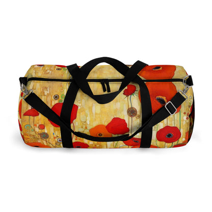 Floral Symphony: Duffel Bag showcasing Gustav Klimt's Poppies in Art Nouveau