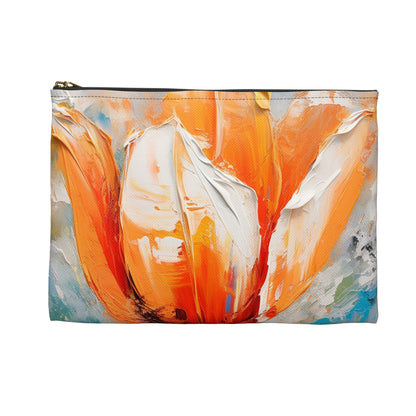 Accessory Pouch with Vibrant Orange Tulip: Embrace the Beauty of Nature