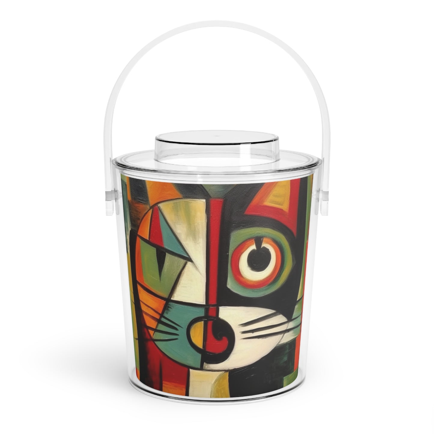 Picasso's Retro Gallery: Midcentury Modern Ice Bucket with Tongs with Vintage Fashion and Artistic Touch