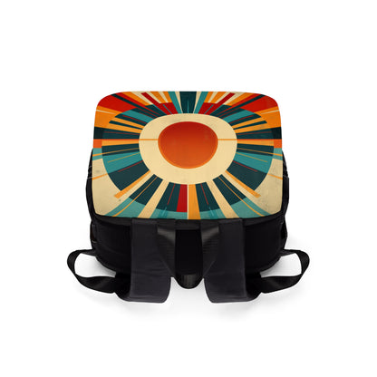 Minimalist Sunshine: Midcentury Modern Sun Unisex Casual Shoulder Backpack