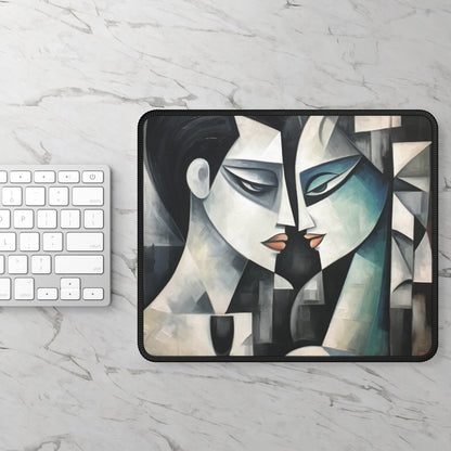 Gaming Mouse Pad with Cubist Art: Sip with Artistic Finesse and Abstract Flair