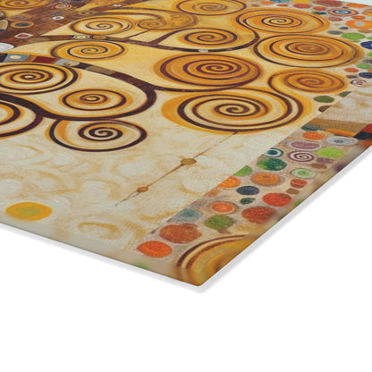 Captivating Artistry: The Tree of Life Glass Cutting Board , Inspired by Gustav Klimt's Timeless Masterpiece